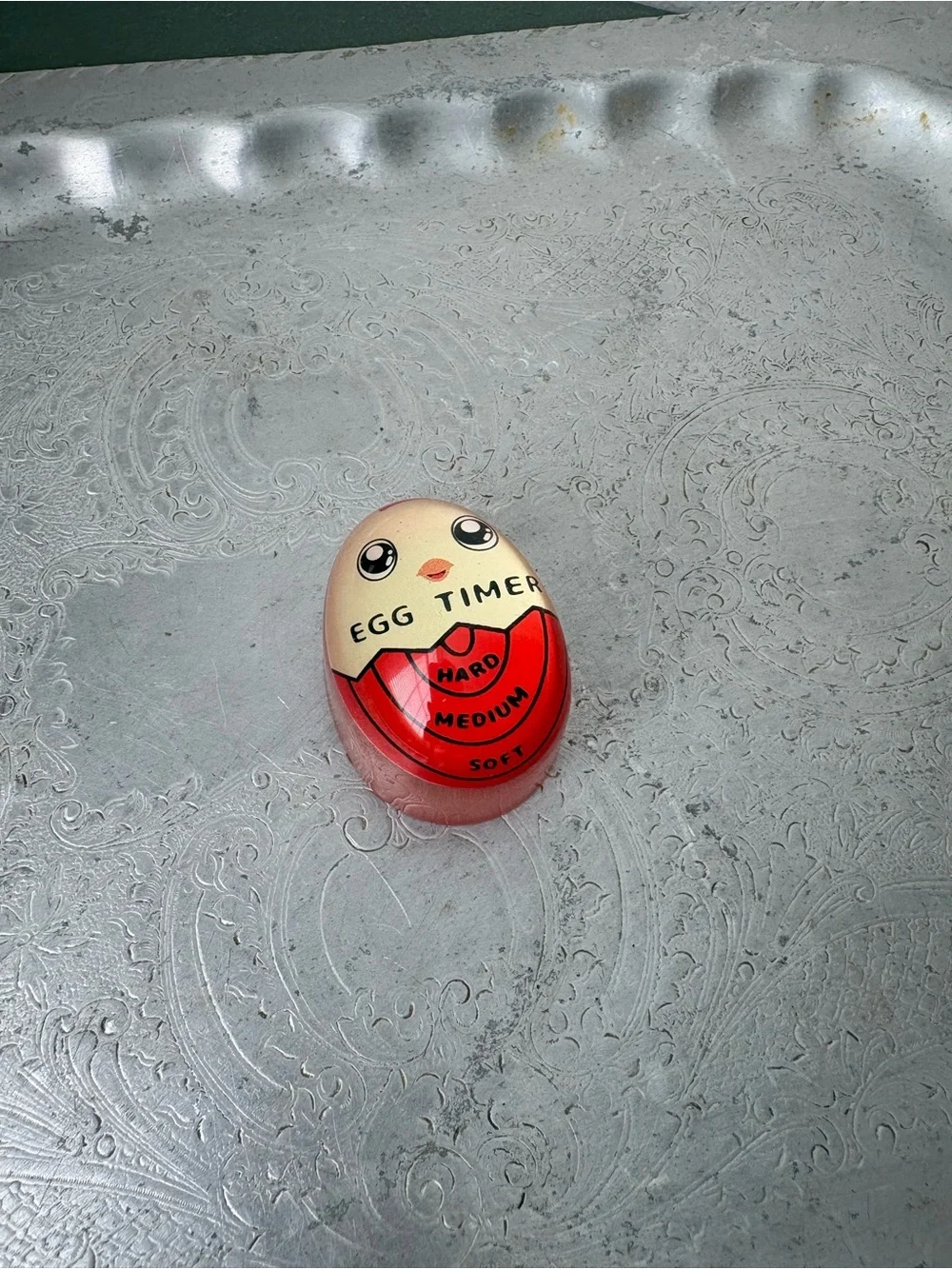 Cute Egg Timer Kitchen Timer in Cream and Red